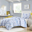 Literie en microfibre à rayures florales simple / simple TG, fermeture à boutons, lavable à la machine, 2 taies décoratives incluses avec rayures bleues,-125444961-125444957