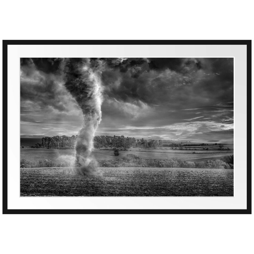 Gerahmter Fotodruck Tornado in a Field