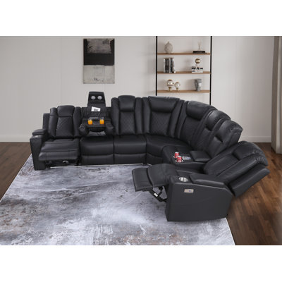 Tehillah Power Reclining Corner Curved Sectional with Wireless Charging 