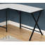 Bureau d'ordinateur contemporain en forme de L avec grand plateau en stratifié blanc et structure en métal noir robuste, idéal pour le bureau à domicile et l'efficacité de l'espace.-2124980101