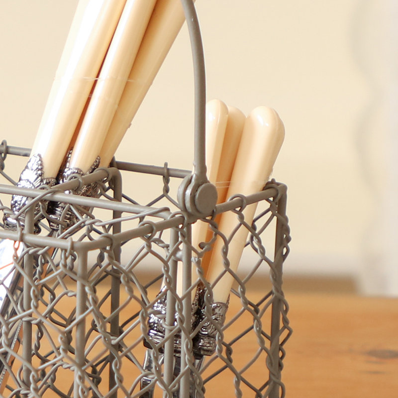 Metal Flatware Caddy, Grey