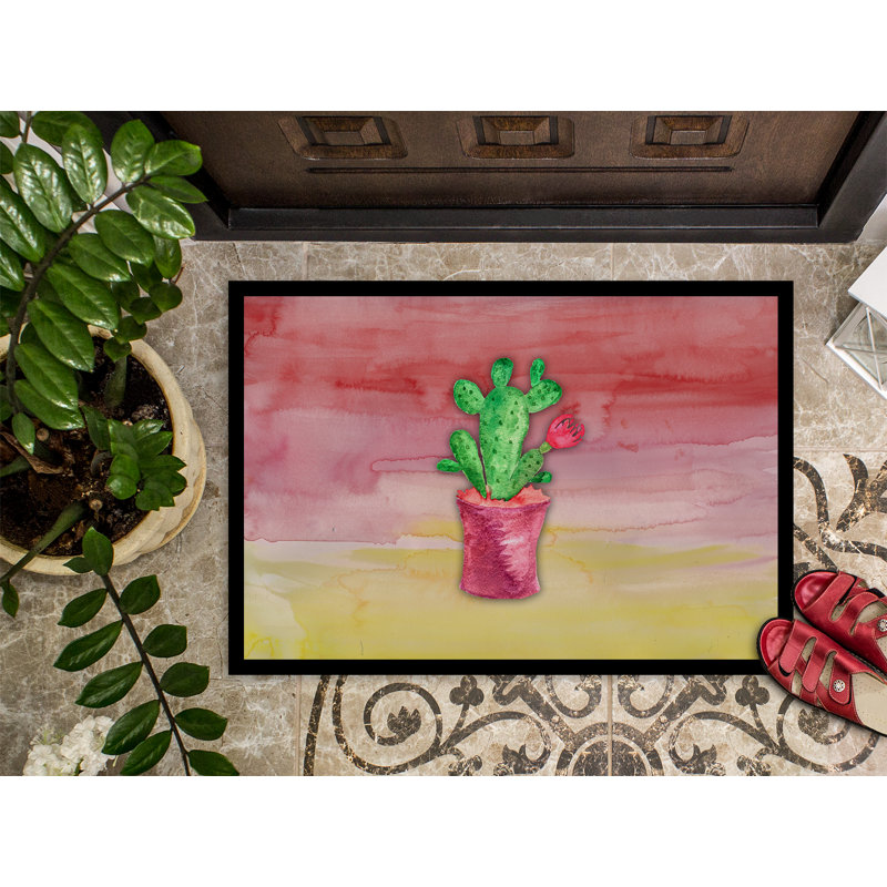Tapis de porte d’extérieur anti-dérapant à fleurs, Rectangulaire : 18 po x 27 po