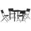  5 Piece Garden Dining Set - Black PVC-coated polyester And Steel