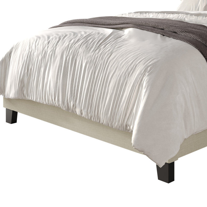 Lit à panneau tapissier Lipsey, Beige, Simple