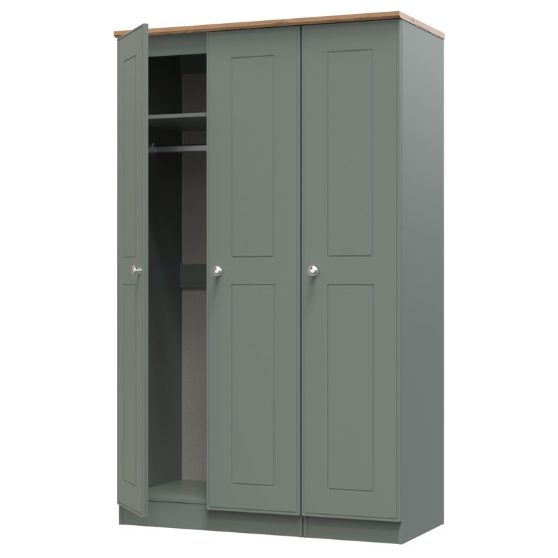 Conners Triple Plain Wardrobe, Reed Green/Riviera Oak