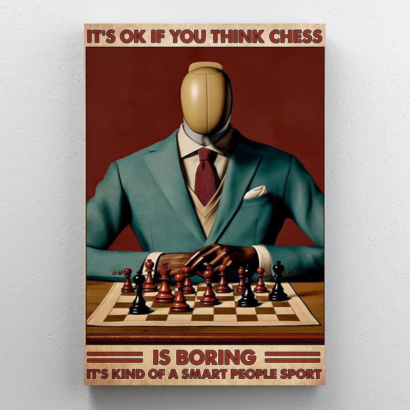 Its Ok If You Think Chess - 1 pièce, impression d'art graphique rectangulaire sur toile tendue, H 36 po x l 24 po x P 1,25 po