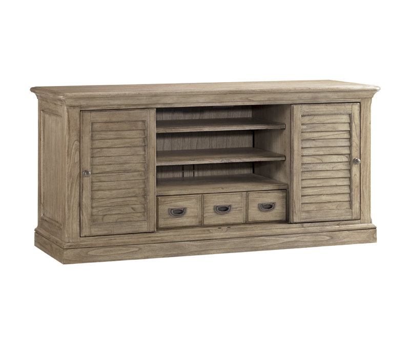 Beige Transitional Media Console with Cabinet and Drawer