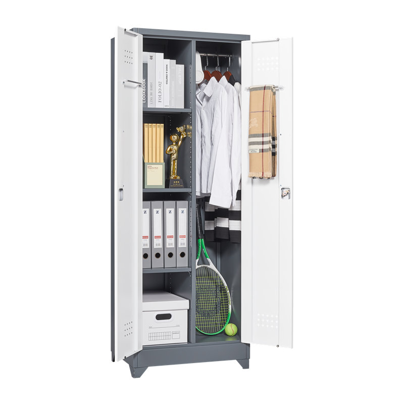 Armoires de rangement en métal, armoire à outils de nettoyage avec porte verrouillable, rangement pour outils à grand balai et rangement