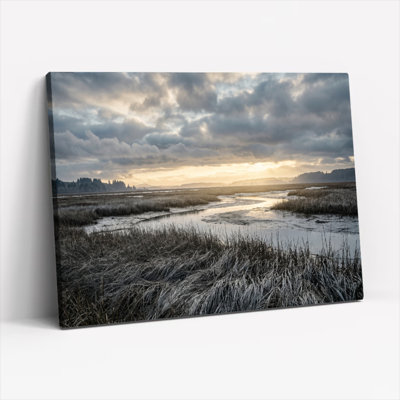 Ensemble de 1 toile murale « Coucher de soleil sur zone humide »