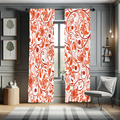 Ebern Designs Vintage Curtains, Leaves with Eastern Design