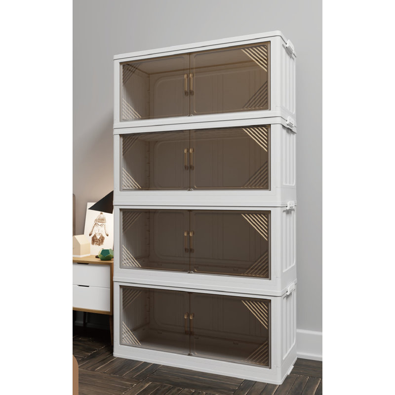 4 Pack Stackable Folding Storage Closet with Lid