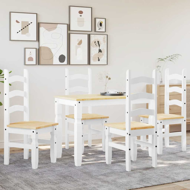 Gavrilla 4 - Person Wood Patio Dining Set with, 75cm H x 112cm L x 60cm W, White