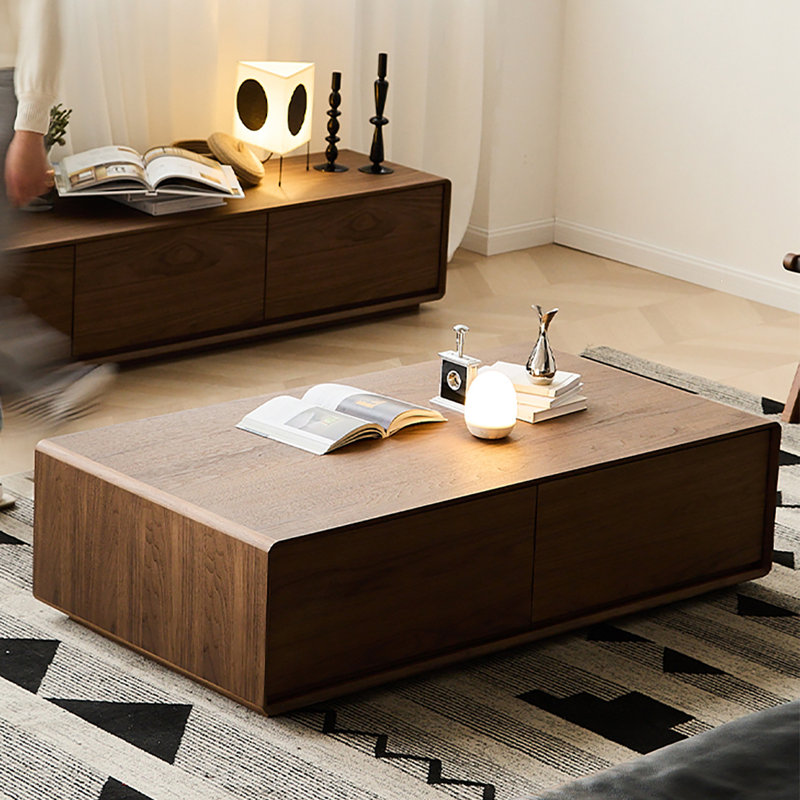 Table de bout rétro en noyer, H 13,8 po x L 51,2 po x l 27,6 po