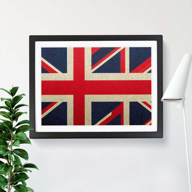 Abstract Union Jack Flag Vol.2 - Framed Print, 34cm H x 46cm W x 2cm D, Black Framed