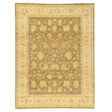 Hand Knotted Wool Oriental Area Rug in Brown And Ivory