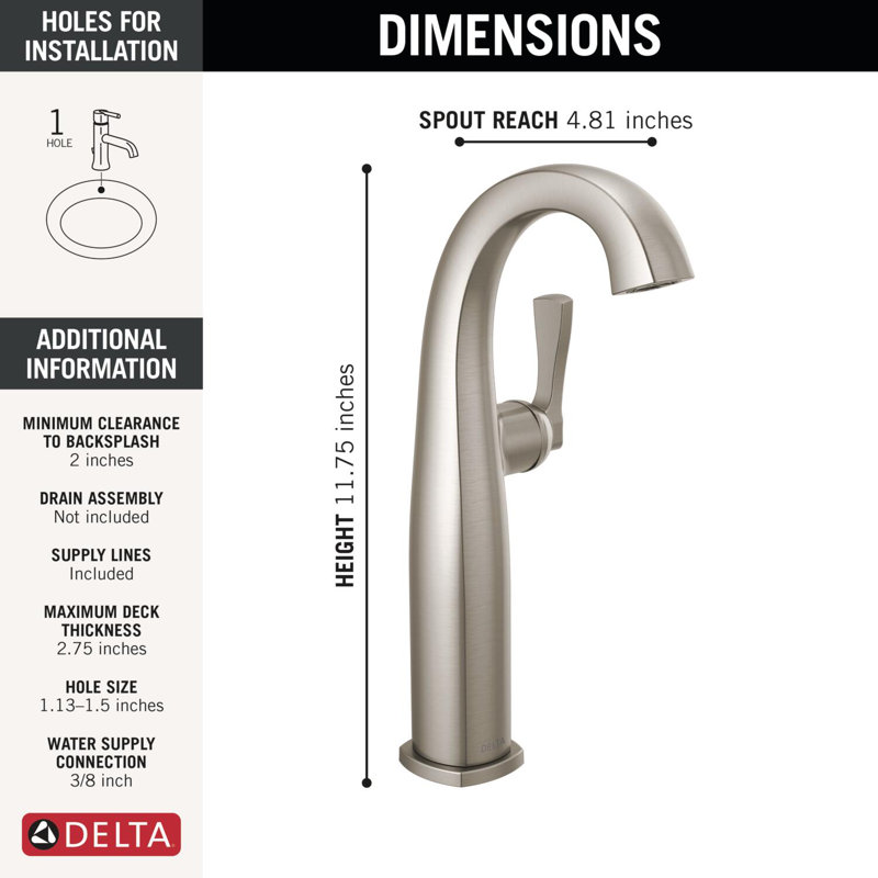 Single Handle Vessel Bathroom Faucet, Lumicoat  Stainless