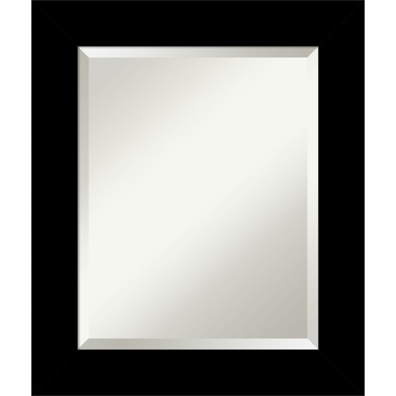 Jochelle Solid Wood Rectangle Wall Mirror, Black, 29.5" x 23.5"