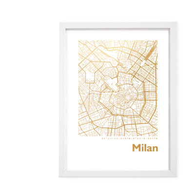 Milan Map - Single Picture Frame Print