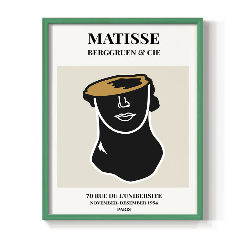 Matisse Cxxxi, reproduction encadrée - bois massif, Vert, H 10 po x l 8 po
