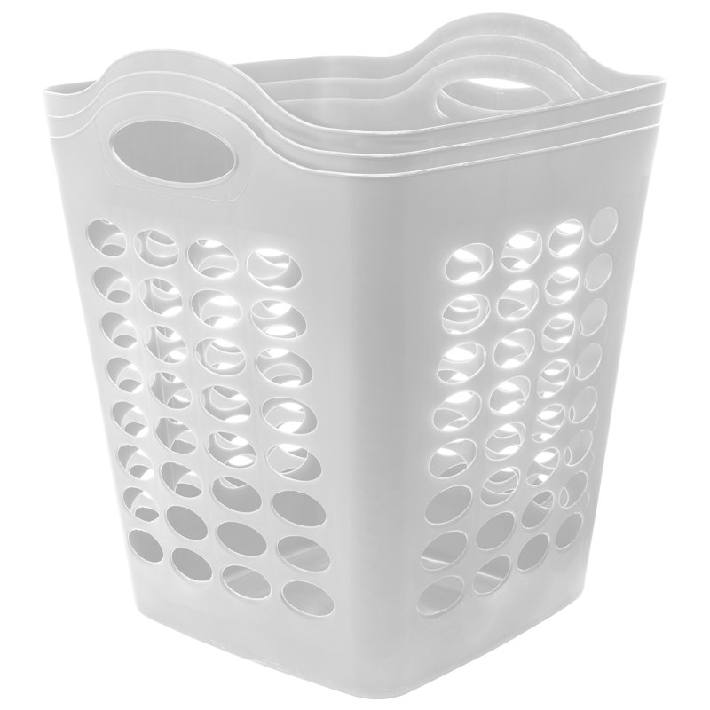 Square Flexible Laundry Basket, 3 Pack, White