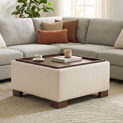 Repose-pieds de rangement l 29,1 po avec plateau en bois