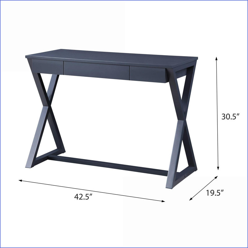Console élégante couleur anthracite avec piétement en X et 1 tiroir pour ranger les petits articles essentiels