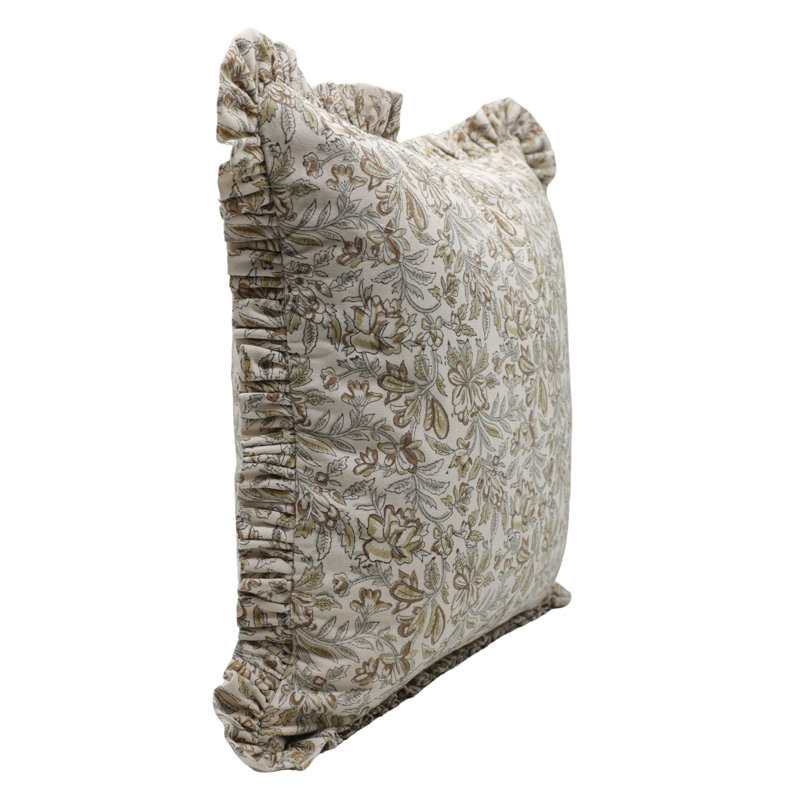 Housse de coussin en coton Floral, H 14 po x l 14 po, Carré