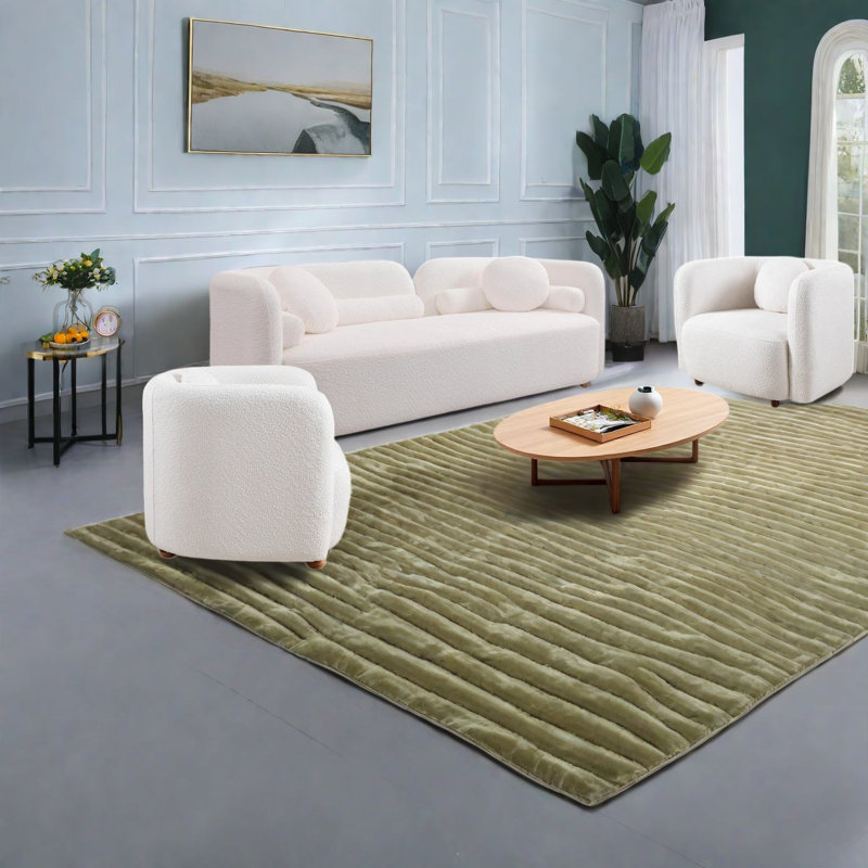 Canapé moderne à 3 places avec pattes en bois Modern Sofas, White Boucle