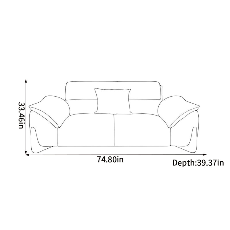 Canapé moderne en tissu, H 33,46 po x l 74,8 po x P 39,37 po, 2