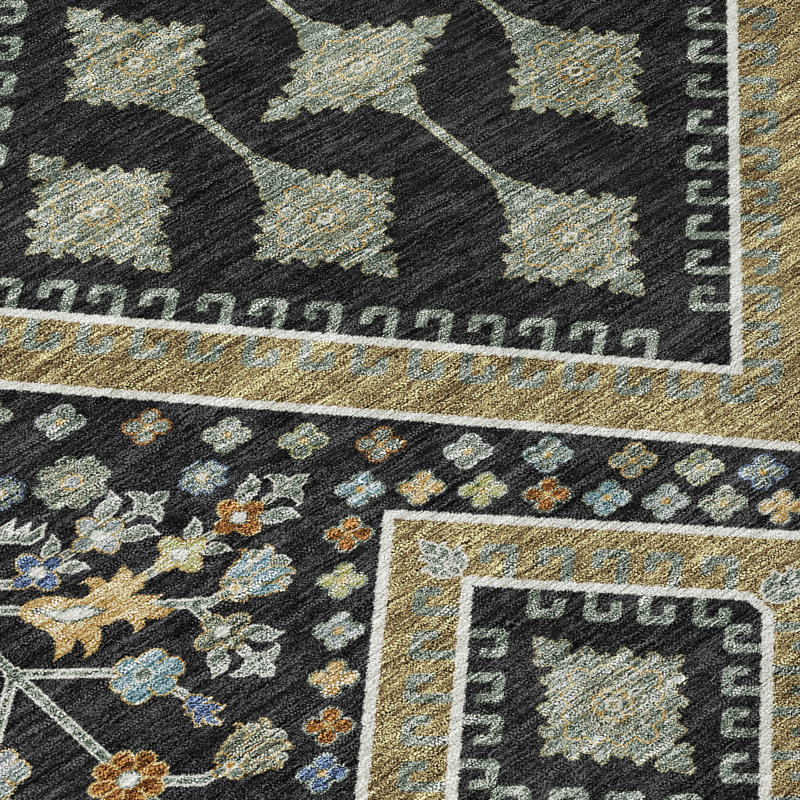 Machine Washable Indoor/Outdoor Chantille ACN2459 Casual Rug, 2'6" x 3'10", Black