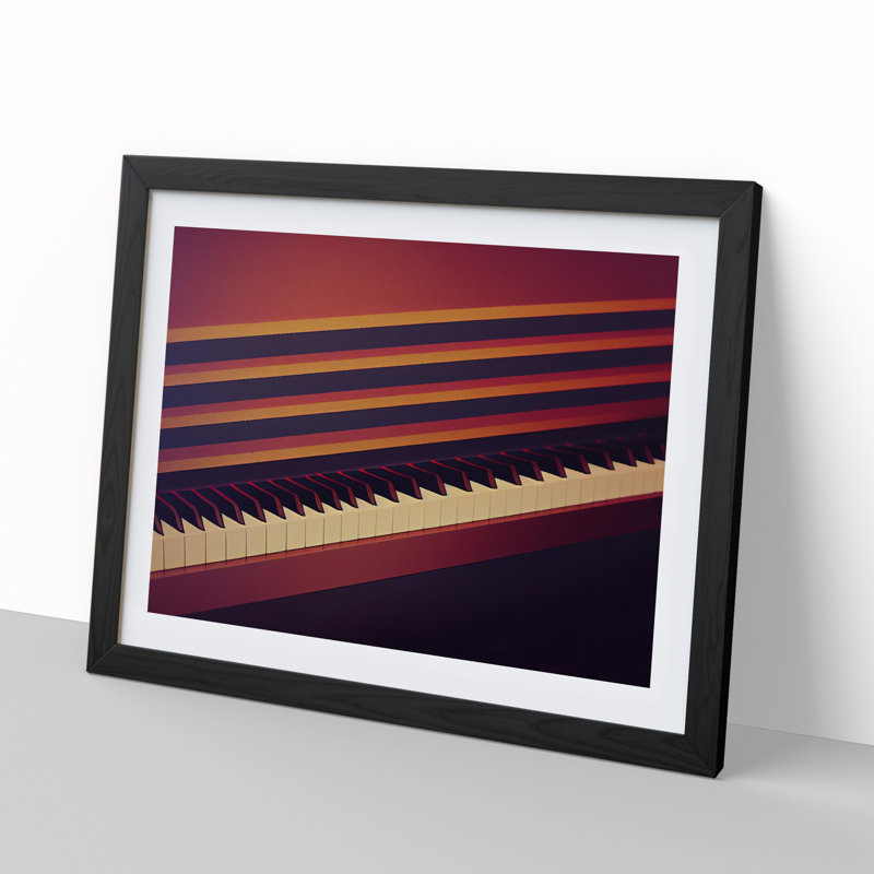 Piano Keys - Single Picture Frame Print, Black, 34cm H x 46cm W