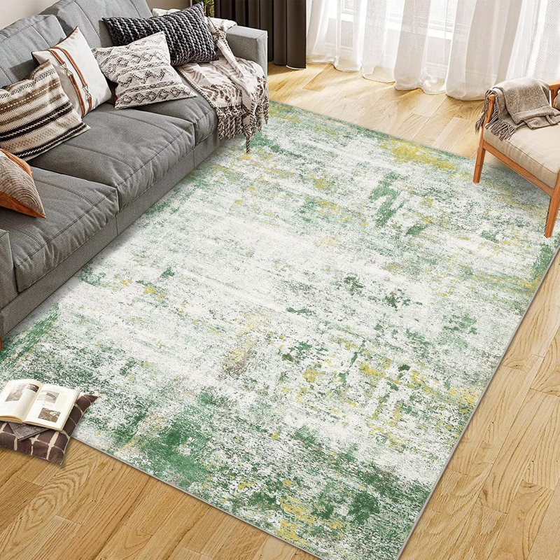 Washable Area Rugs  Non-Slip Modern Abstract Soft for Living Room Entryway Bedroom, Print Pattern, Rectangle 1' x 1'3"