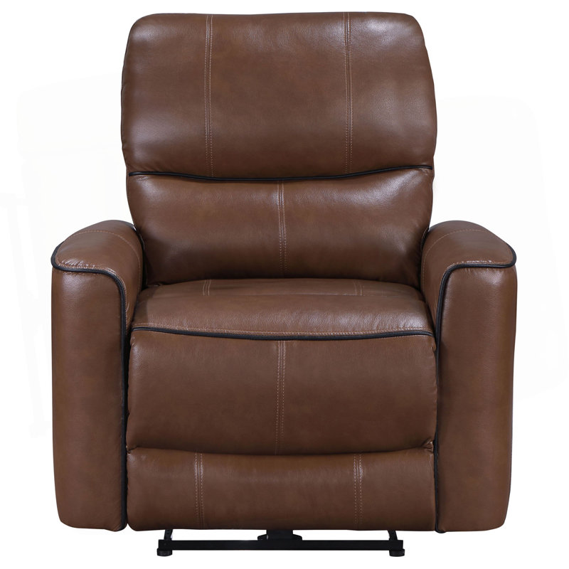 1 Pc Denson Saddle Brown Upholstered Power Recliner Chair