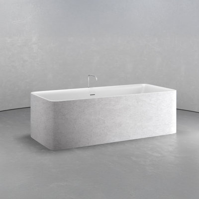 Baignoire rectangulaire autoportante blanche et blanche 70,9 po x 31,7 po Vast Studio - Baignoire profonde de luxe avec design minimaliste et finition métallique