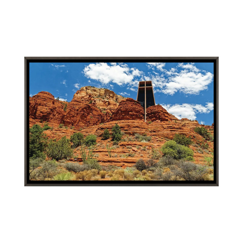 Chapelle de la Sainte-Croix, Sedona, Arizona_1PC6, H 40 po x l 60 po, Cadre flottant en bois foncé foncé