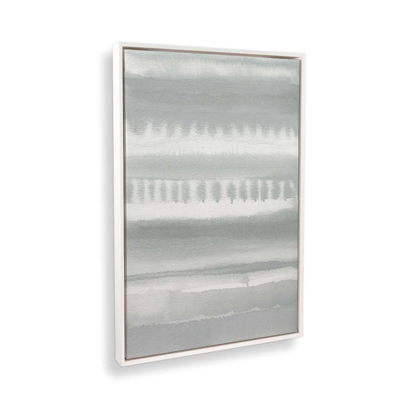 Toile tendue à rayures douces dégradées, H 18,75 po x l 12,75 po x P 1,75 po, Cadre flottant blanc opaque