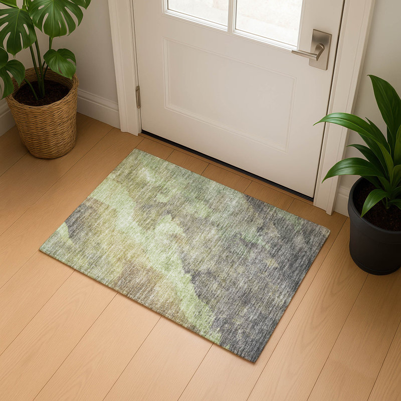 Premium Machine Washable Mundell Abstract Rug, Rectangle 1'8" x 2'6"