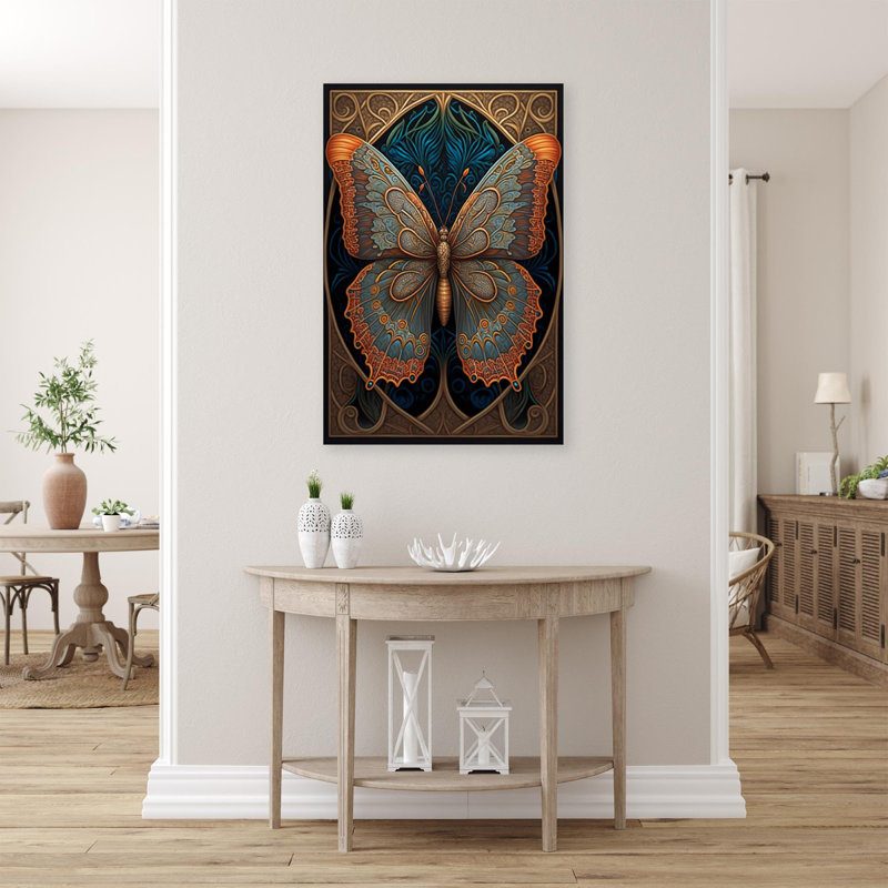 Hibiscus et papillon - impression sur toile tendue, H 36 po x L 24 po x l 1,25 po