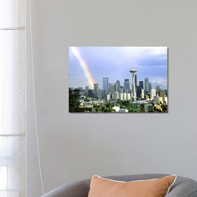 Rainbow Seattle WA - Wrapped Canvas Print