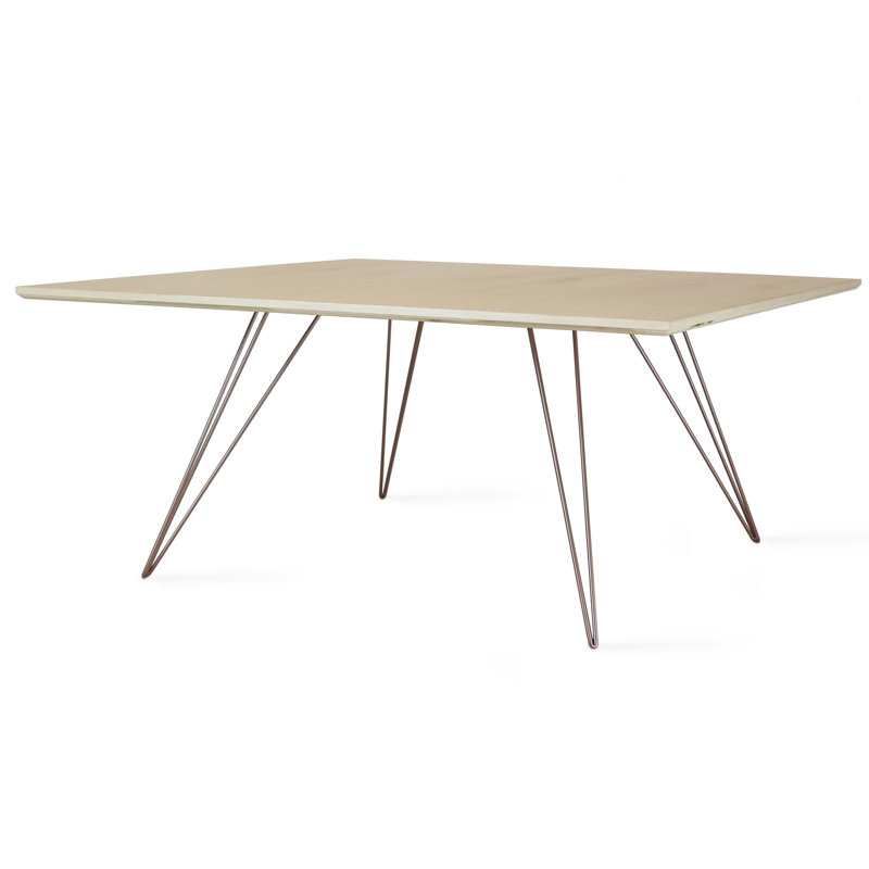 Table basse Williams, H 18 po x l 40 po x P 40 po, Érable, Cuivre rose
