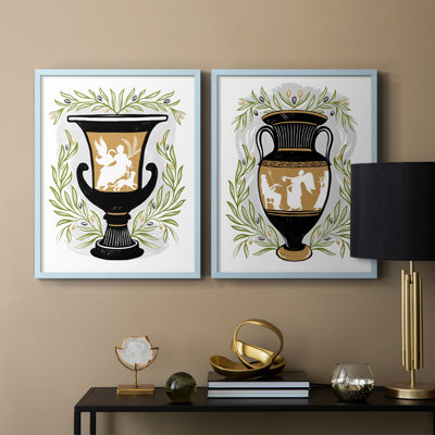 Vases grecs I - reproduction encadrée de qualité supérieure - prêt à être accroché - aucun clou requis - aucun clou requis