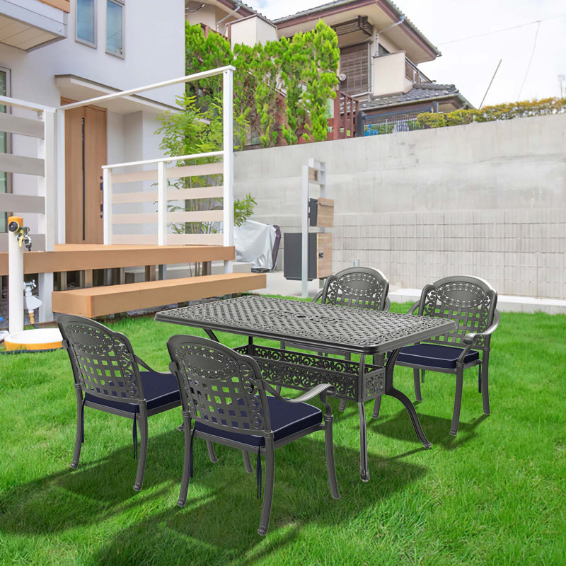 Ensemble de meubles de patio en aluminium coulé avec coussins, utilisation extérieure, 4