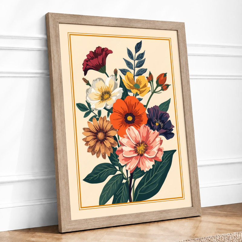 Bouquet Study Botanical - Framed Print, Oak, A4 - 29.7 x 21.0 cm