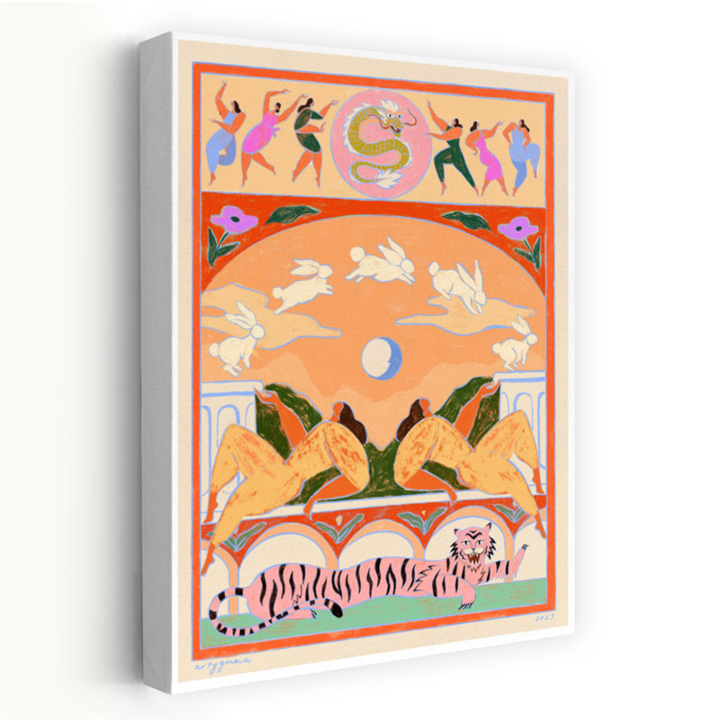 Art contemporain contemporain abstrait coloré, fleur de lapin, H 48 po x l 32 po