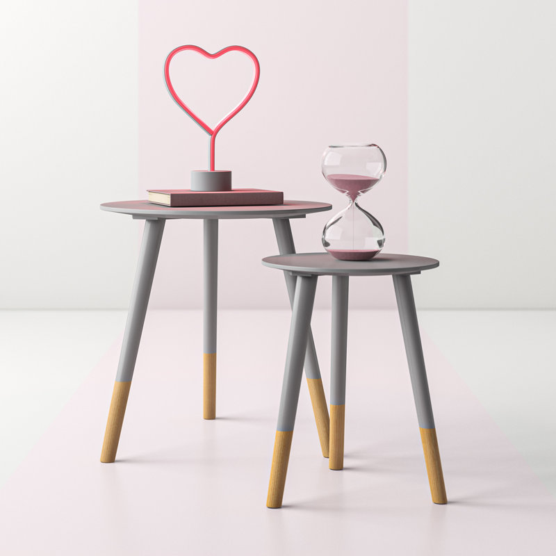 Combs Solid Wood Nesting Tables, Grey