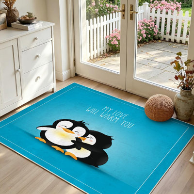 Tapis d'intérieur transparent lavable à la machine, motif de carte postale sur le thème de l'amour