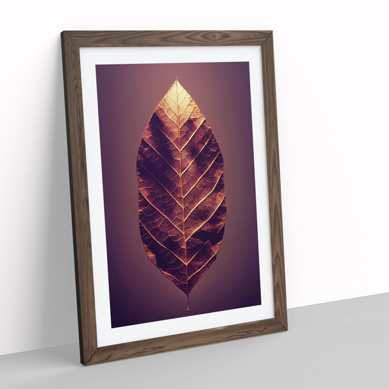Royal Leaf - Single Picture Frame Print, 64cm H x 46cm W x 2cm D, Walnut Framed