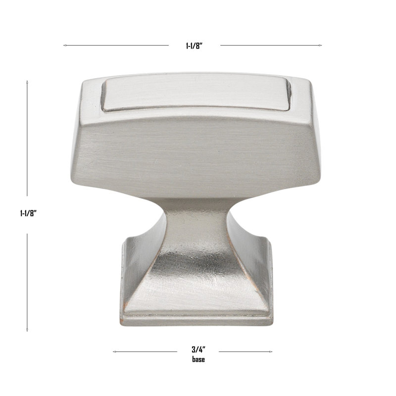 1 1/8" Length Rectangular Knob, Satin Nickel