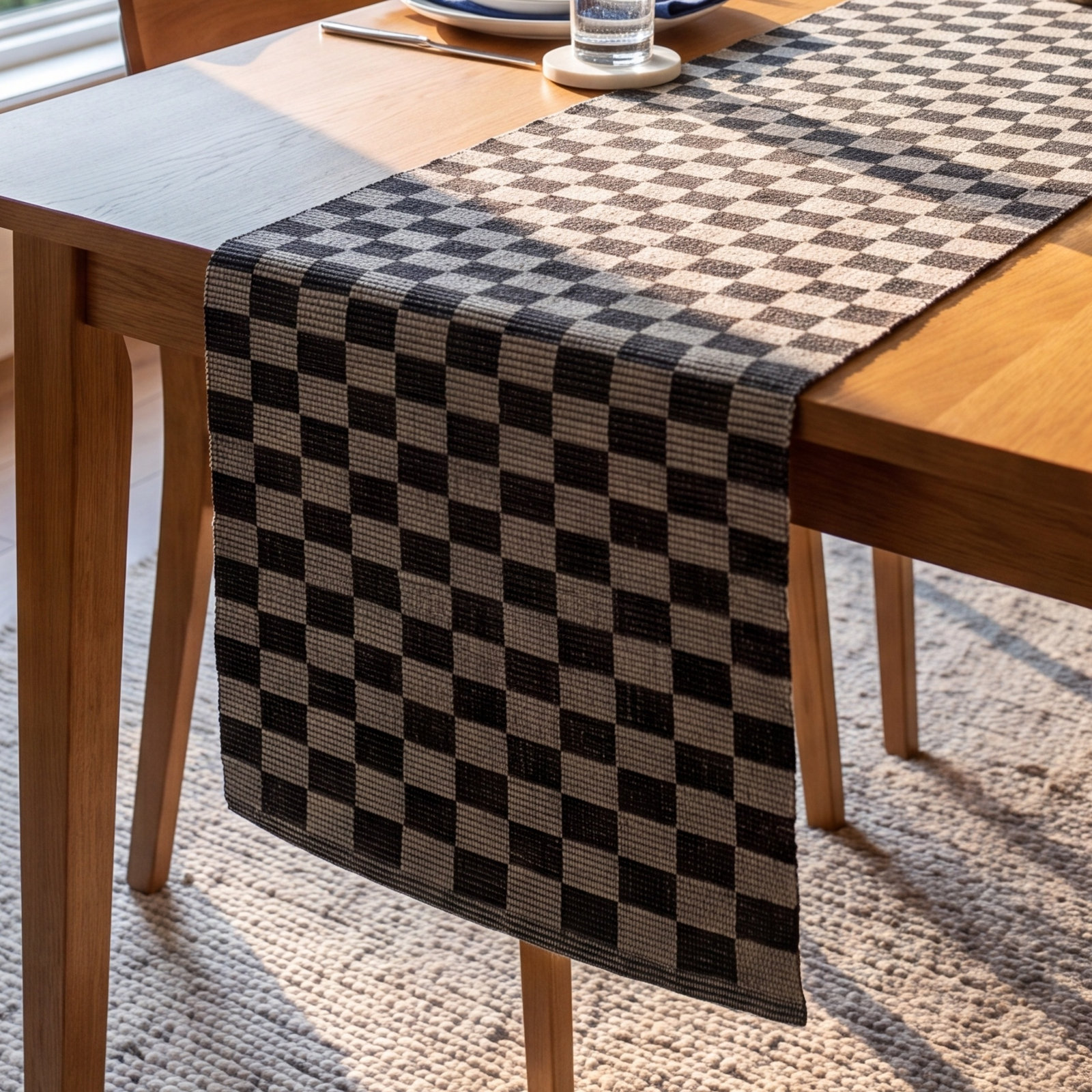 Handloomed Table Runner, Black