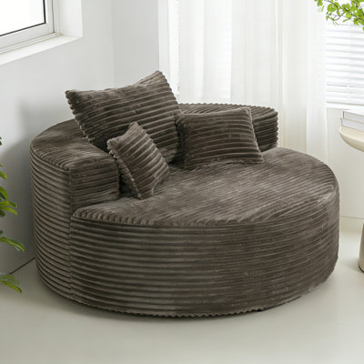 Canapé incurvé surdimensionné de 55 po en forme de tonneau, canapé simple en velours côtelé confortable avec 3 coussins, sans assemblage